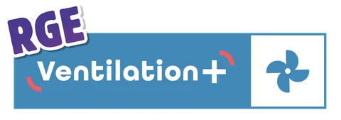 Logo officiel Ventilation+ — VMC & qualité de l'air · Alexis Dupuis Énergies, artisan RGE à Abbeville